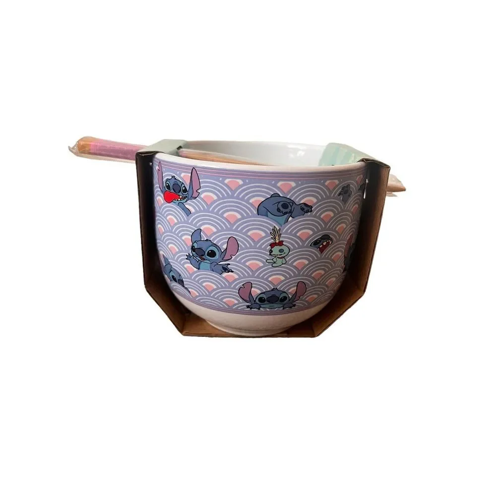 Disney Lilo & Stitch Noodle Bowl With Chopsticks NEW